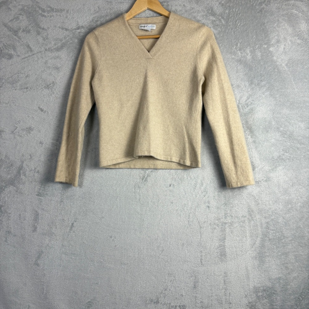 Vintage Cashmere Sweater Pullover Size M Beige Soft Knit Luxury Soft Lounge Cozy